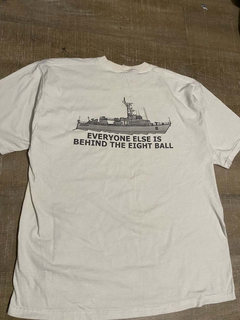 Vintage USS Zephyr (PC-8) Navy Patrol Coastal Ship T-Shirt White XL